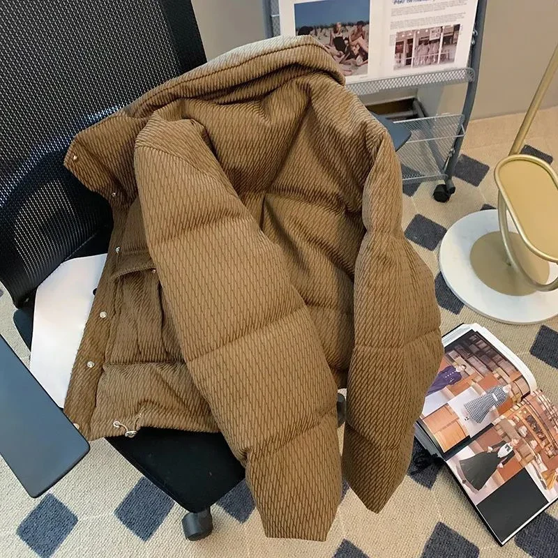 Korean Winter Puffer Jacket for Women - Thick Warm Short Coat with Drawstring, Fashion Streetwear Chaquetas