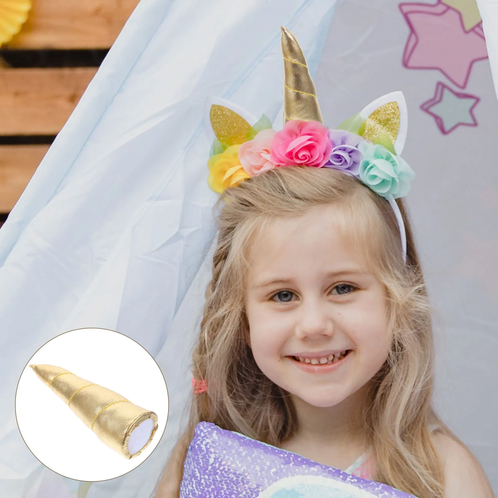 

10Pcs DIY Unicorn Horn Hair Clip Accessories Multi-Function Hair Supply Headband Hairpin Craft Materials Horn Decor
