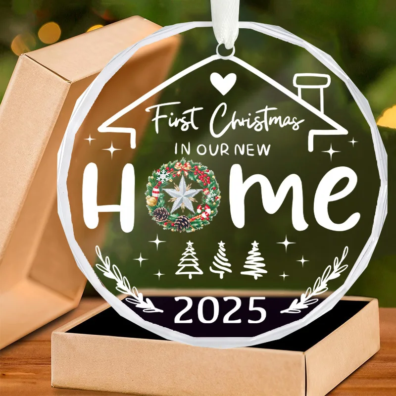 

Newlyweds' first Christmas souvenir - glass ornament, , perfect for holiday trees and new home decorations