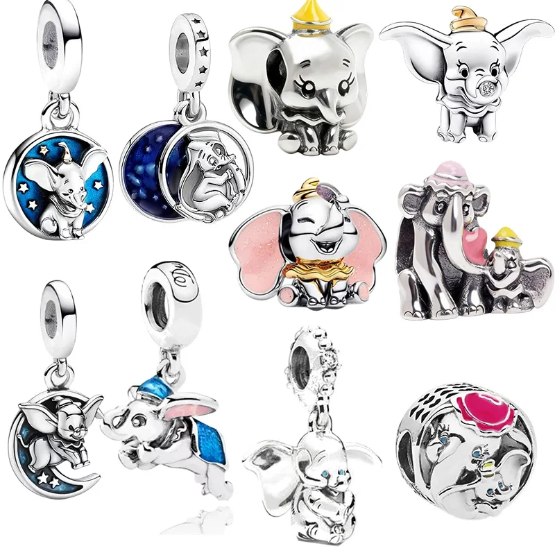 Nuevo Abalorio de Dumbo Adorable Compatible con Pulseras Europeas Originales de Plata, Accesorios de Joyería DIY para Regalo para Mujeres