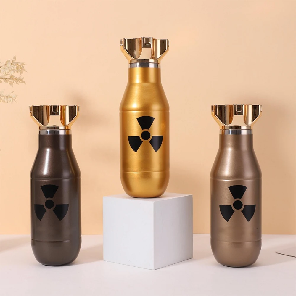 Tasse Thermos Créative Torpedo, Bouteille Isotherme en Acier Inoxydable 304, Bouteille d'Eau Portable pour Hommes, Tasse à Eau Personnalisée, 500ml