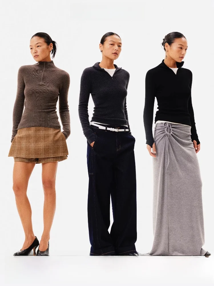 

Age of Ascent Yangzi 48 Pieces Sl f Zipper Ribbed Knitwear Warm Thermal Regular Fit Long Sve Crew Ne Sweater