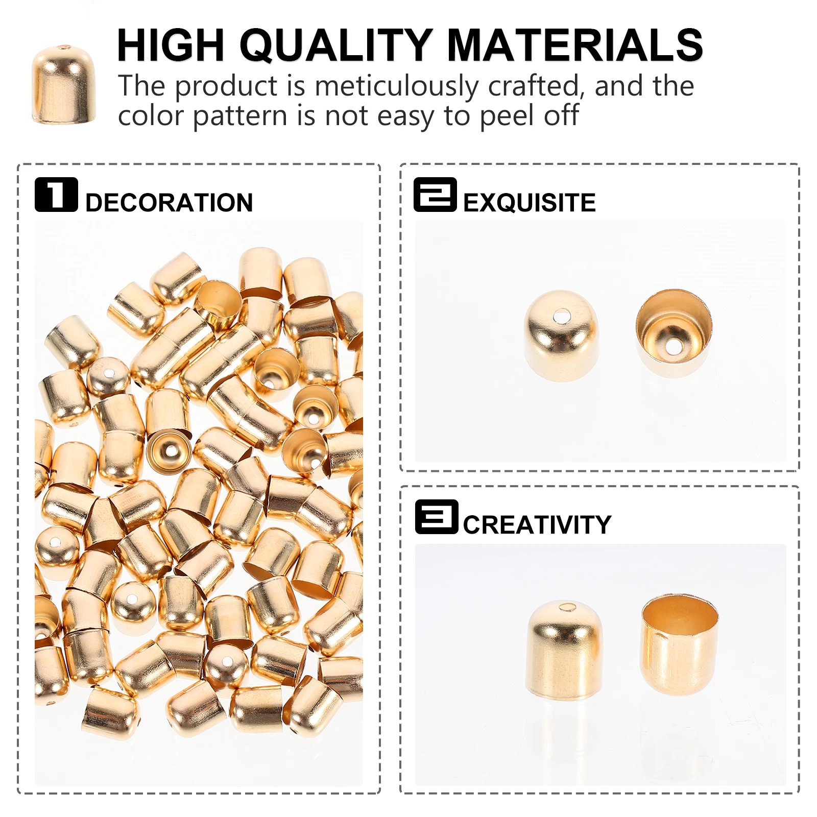 

100pcs Ear Accessories Simple Stylish DIY Gifts High Quality Durable Metal Tassel Suede Fiber Crimp Bead Caps Jewelry Making