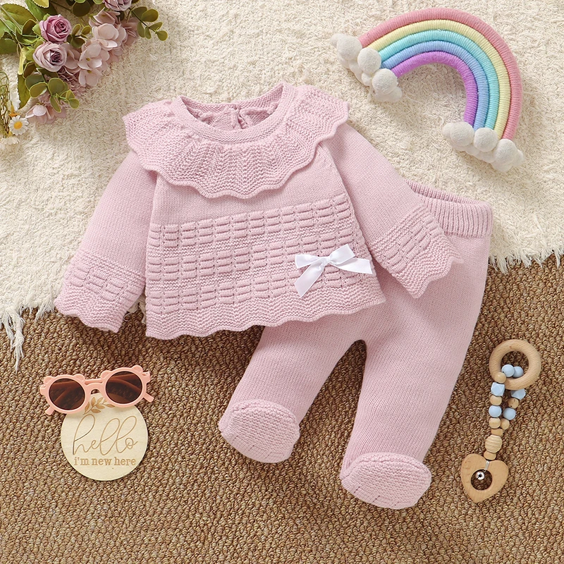 Winter Infant Girls Clothes Autumn Casual Long Sleeve Sweaters Pullovers+Leggings Toddler 2pcs Outfits Sets 0-1Y Toddler Costume