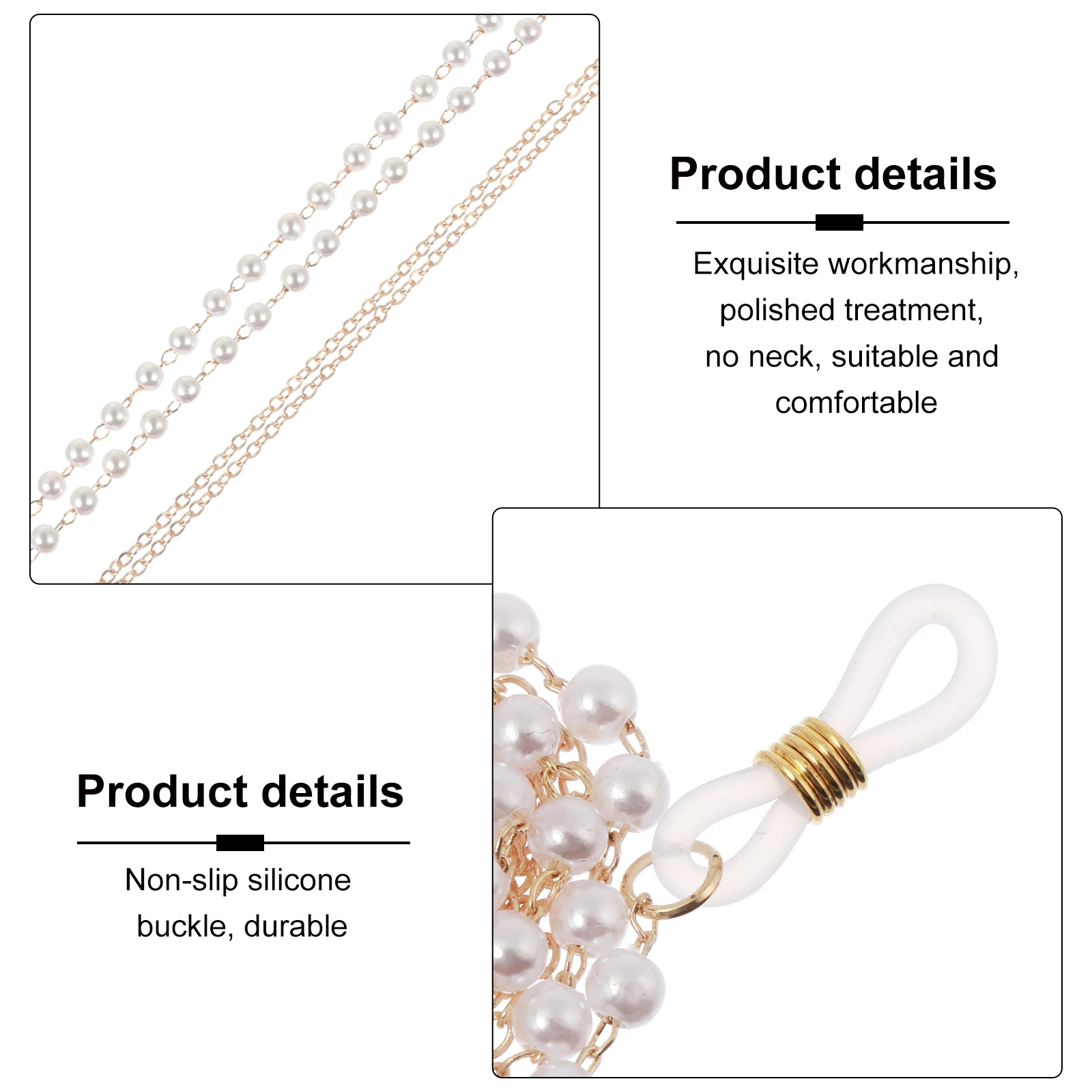 

Pearl Glasses Chain Necklace Strap Eyewear Bead Eyeglass Retainer Holder Fashion Accessory Drop Resistance Durable Sports Outing
