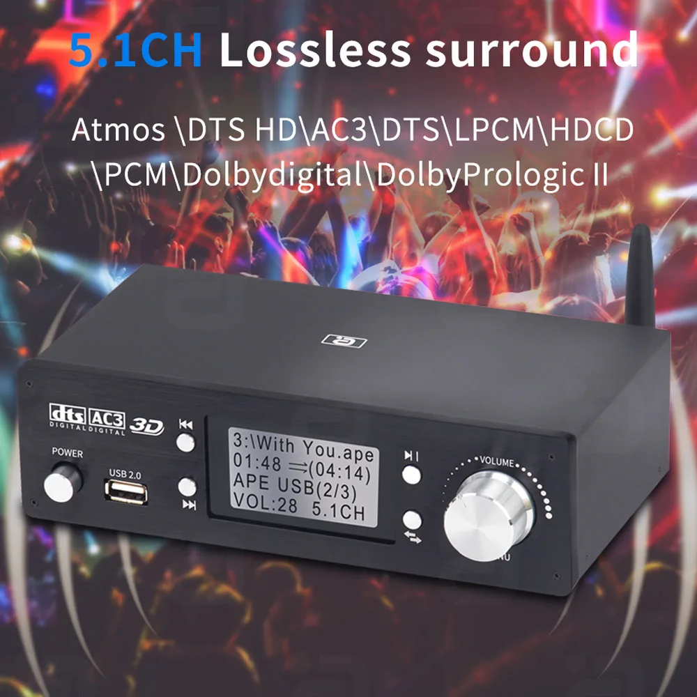 5.1ชเครื่องปรับจูนเสียงบลูทูธตัวรับสัญญาณ5.0 DAC DTS AC3 Dolby Atmos 4K HDMI-เข้ากันได้2.0 Arc Converter SPDIF pcusb HD920PRO DAC