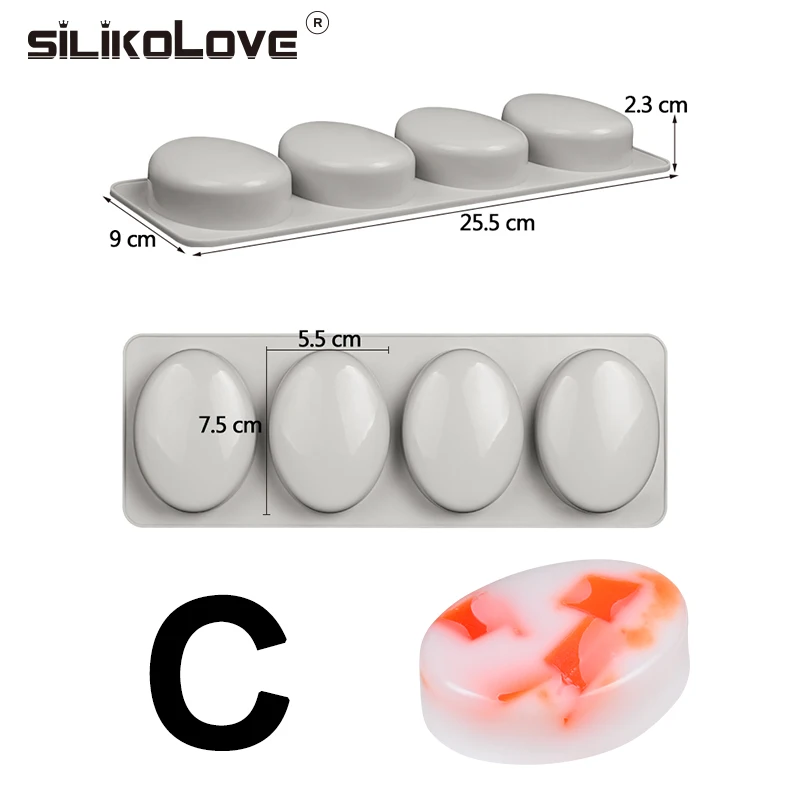 SILIKOLOVE DIY Silicone Soap Mold for Handmade Soap Making Forms 3D Mould Oval Round Square Soaps Molds Fun Gifts