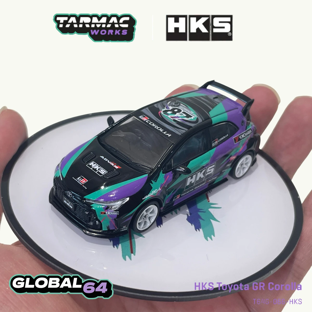 TW in Stock 1:64 HKS Toyota GR Corolla Diecast Car Model Collection Toys Tarmac Works T64G-066-HKS
