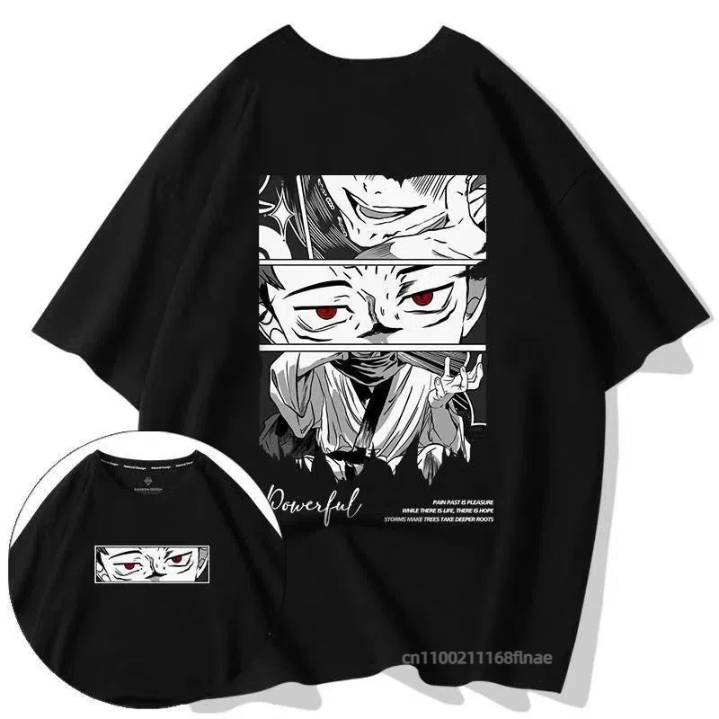 Baumwolle Street Dance Kleid Sommer Neue Stil Amerikanischen Retro Gedruckt Cartoon Anime Rundhals T-shirt Lose Beiläufige Vielseitig
