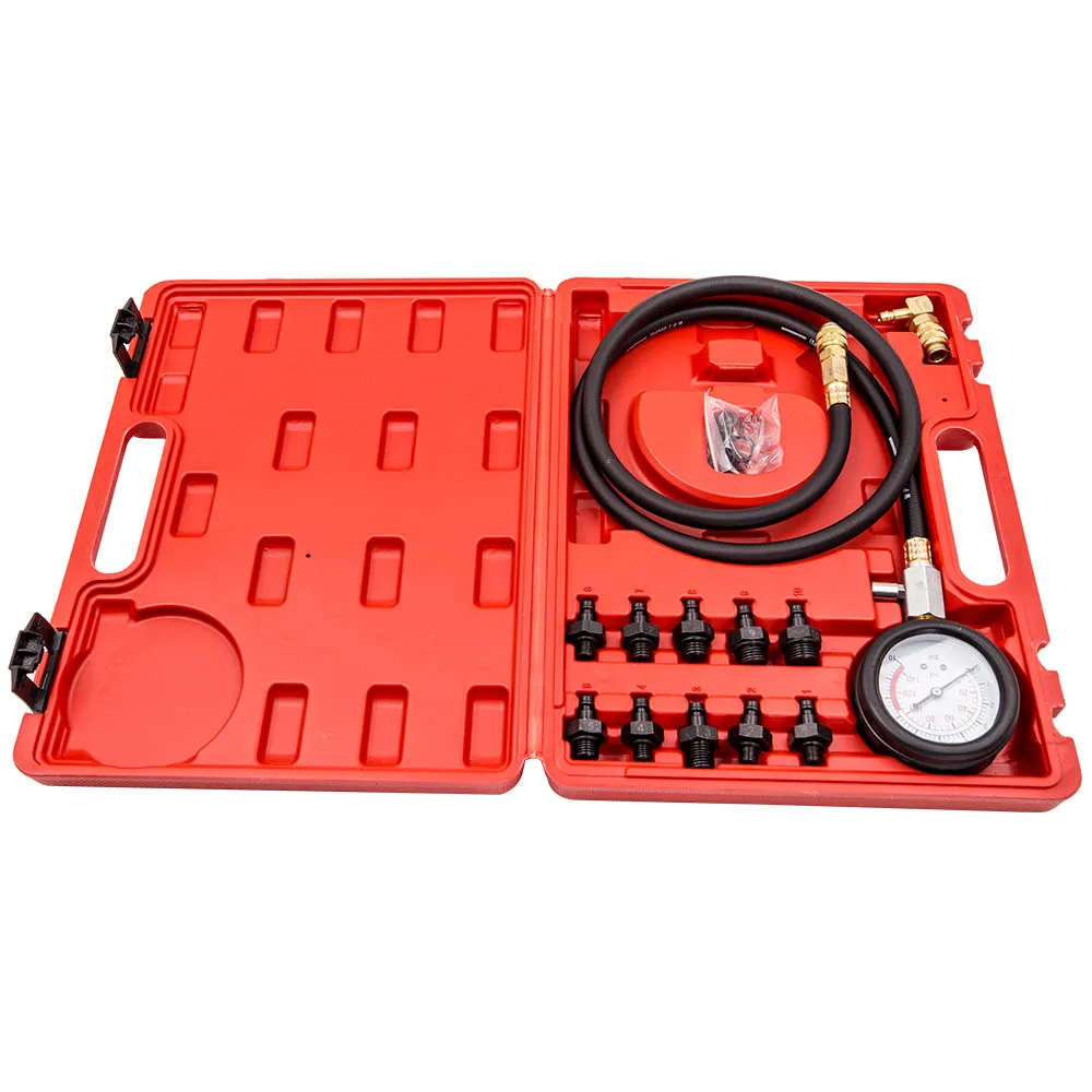 Engine Oil Pressure Test Kit Tester Car Garage Tools Oil Switch Port Adaptors