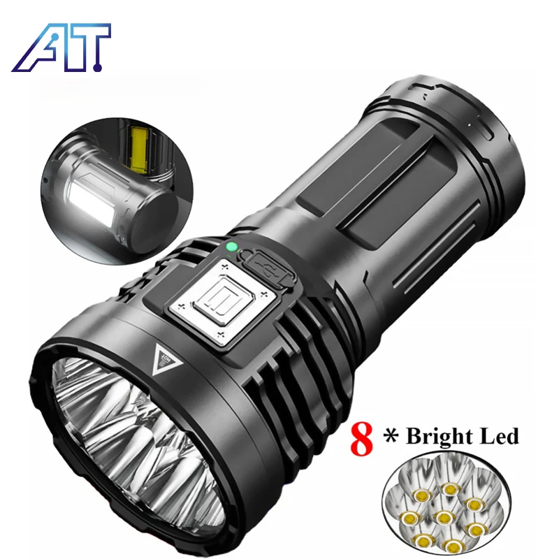 

8 LED Flashlight High Power LED Flashlights USB Rechargeable COB Side Light 4 Mode Outdoor Riding Camping Tactical Torch Lantern