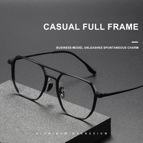 Imagen 2 del producto VICKY, montura grande de aluminio, gafas de lectura antiluz azul de negocios de titanio para hombres y mujeres, ZY-20239 graduadas personalizables