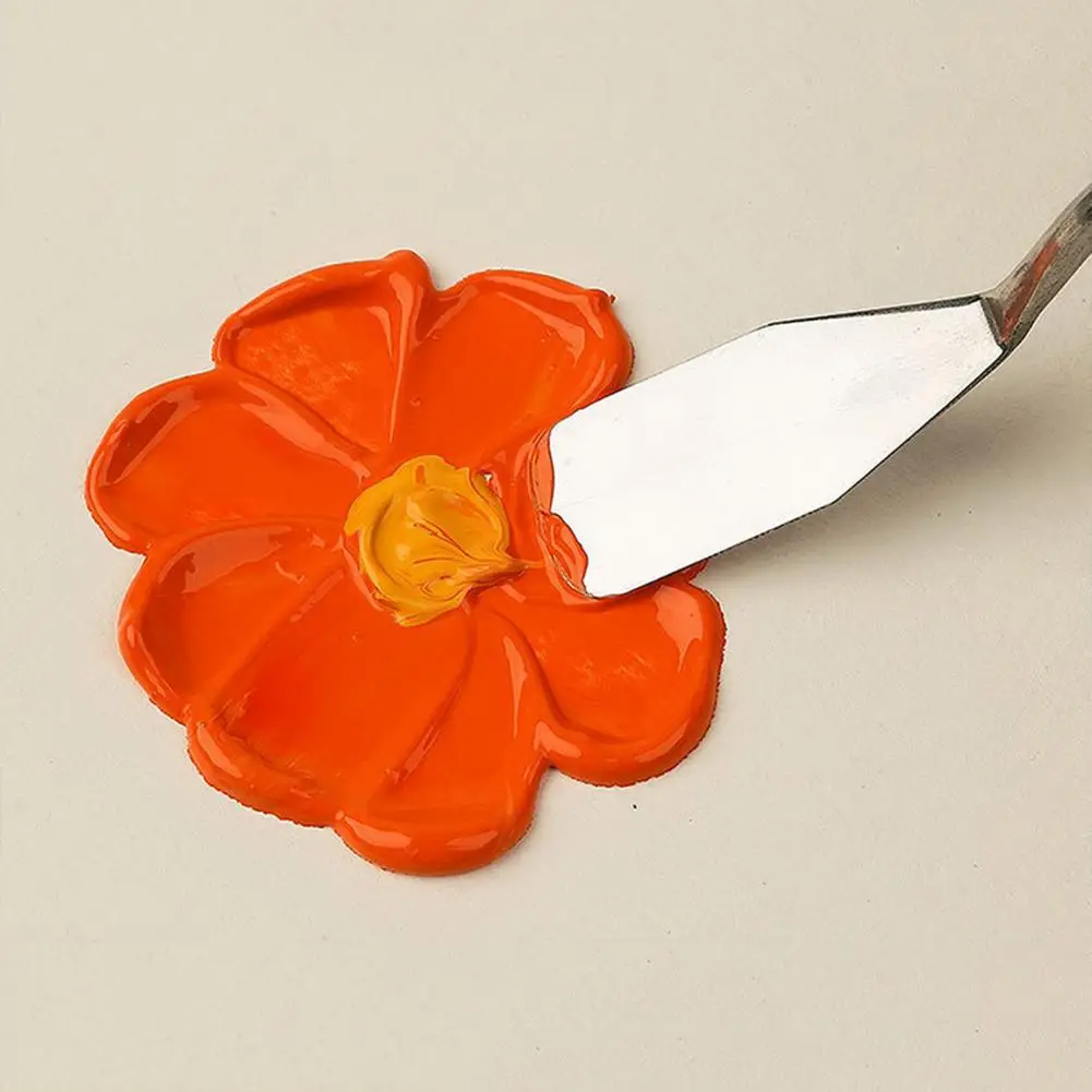 7Pcs Painting Spatula Kit with Wooden Handle Stainless Steel Oil Painting Art Palette Color Mixing Scraper Painting Accessories