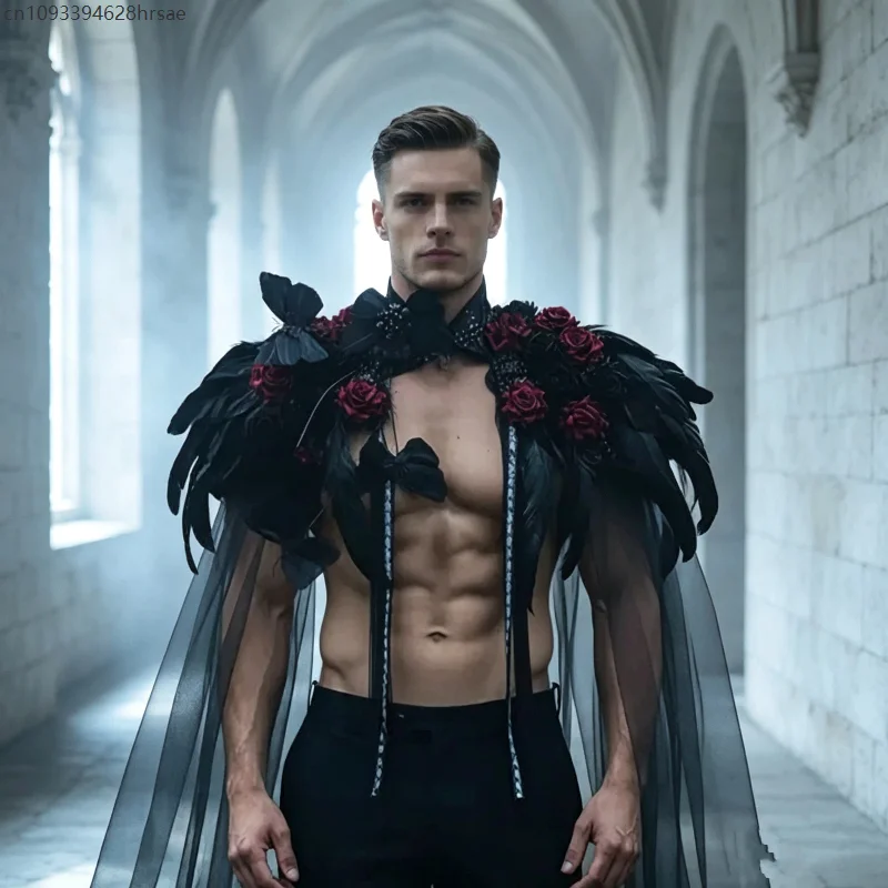 Men'S Vampire Accessories - Capa de Ombro Gótica Masculina Preta