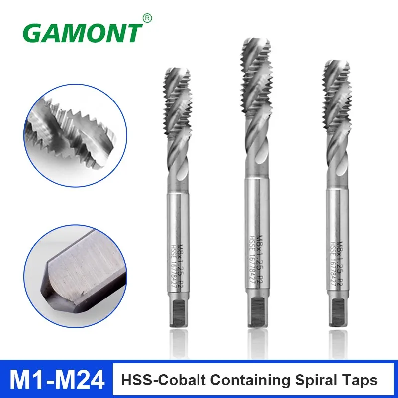 GAMONT High Speed Steel Cobalt Containing Spiral Taps For Aluminum Drilling Machines Tapping Tools M2/3/4/5/6/7/8/10/12/24