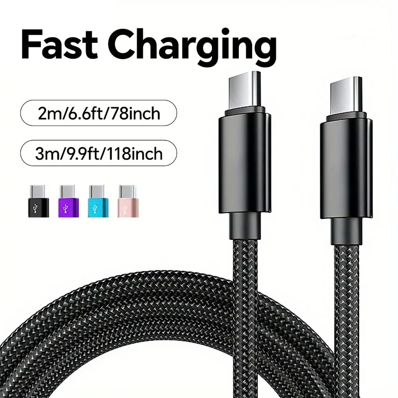 66W Nylon Braided 1m 2m 3m Usb C Fast Charging Cable for Iphone 15 16 Pro Max Samsung S24 Xiaomi OPPO Charging Cable