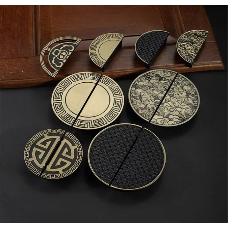 New Chinese Style Solid Wood Cabinets, Drawers, Wardrobes, Door Handles, Antique Copper Matching Handles, Semi-circular Handles