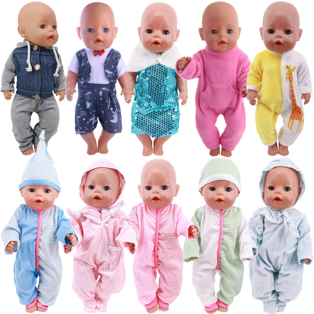 Handmade Casual Coat Jacket One-piece Pajama For 18Inch American Doll Clothes Girl's Gift 43 cm Baby Reborn Doll Our Generation