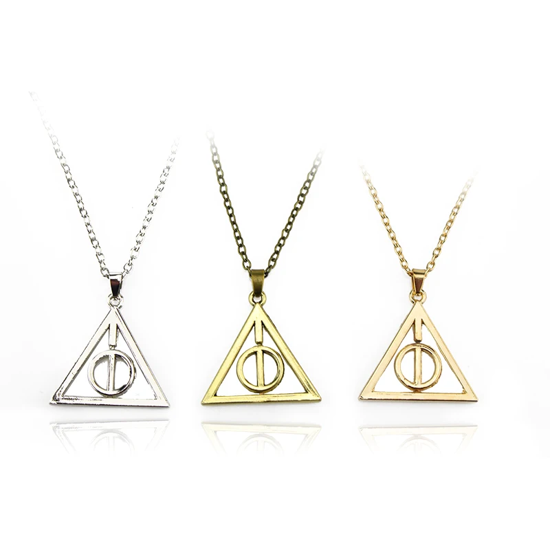 Triangle Necklace The Deathly Hallows Pendant Action Toy FiguresMovie Trendy Jewelry Chain Women Men Accessary Choker Collares