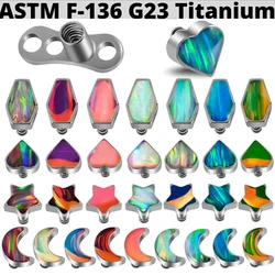 1PC Titanium Prong Flash Film Dermal Anchor Top Opal Micro Dermal Anchor Flower Piercings Skin Diver Piercing Body Jewelry 14G