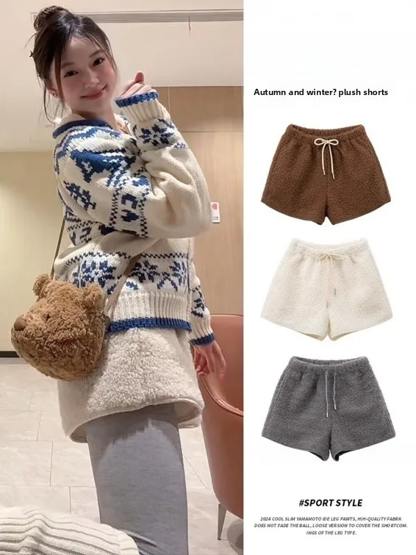 

Брюки из овечьего вельвета, белые повседневные брюки, женские зимние винтажные теплые пушистые брюки с широкими штанинами, пушистые брюки