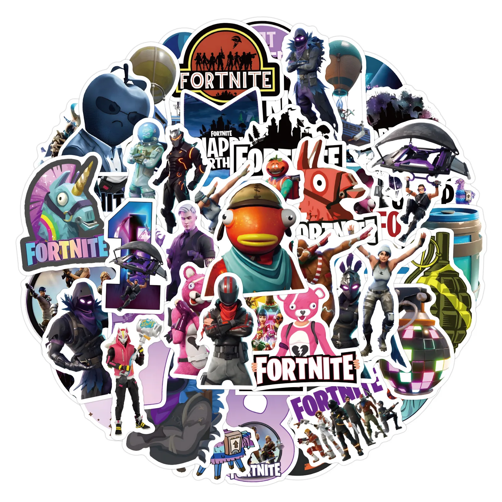 55pcs Cartoon Game Fortnite Decoration Luggage Notebook Waterproof Sticker