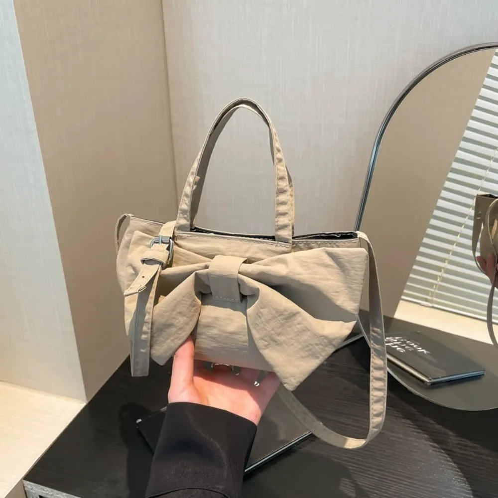 

New Nylon Shoulder Bag Adjustable Large Capacity Handbag Bow Crossbody Bag Gift