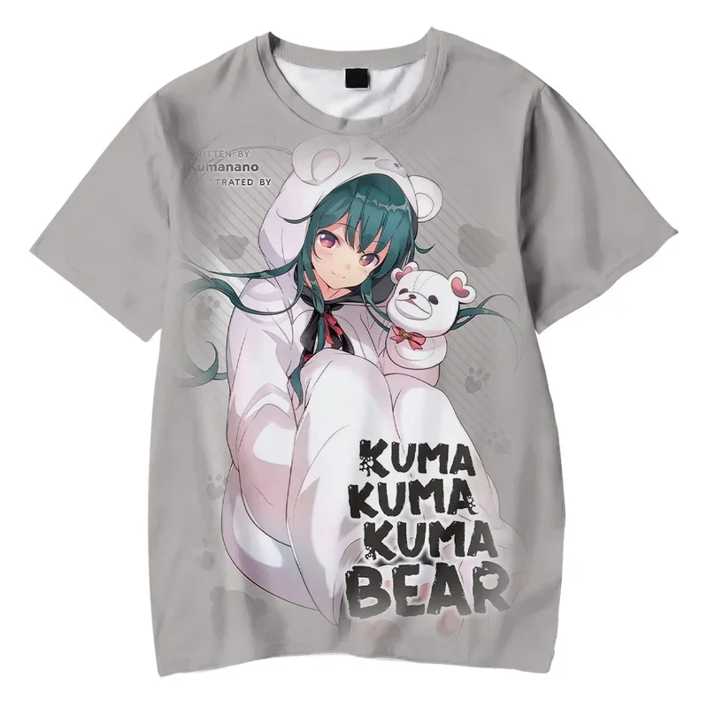 Anime Kuma Kuma Kuma Urso 3D Impresso Camisetas Mulheres Homens O-pescoço Manga Curta Camiseta Casual Streetwear Roupas de Verão