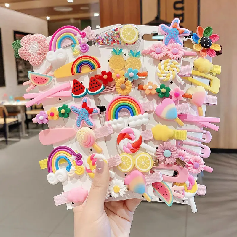 

14pc Color Cartoon Women's Hair Clip Fashion Cute Sweet Style Hair Card Gift Vacation Side Clip Women's Hair Accessories 2025