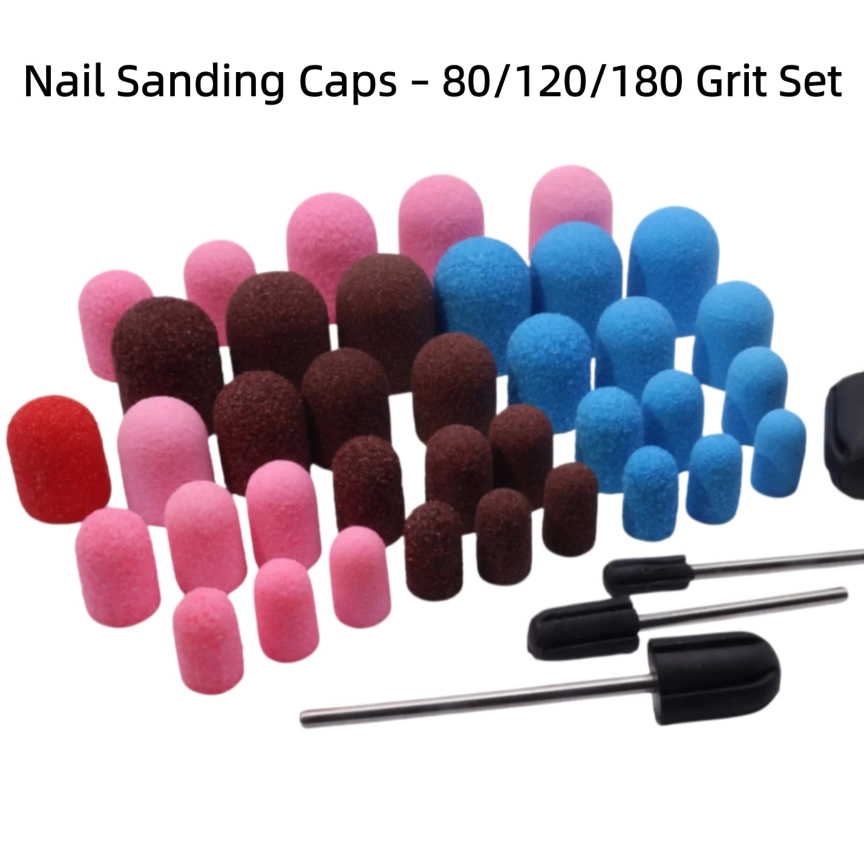50Pcs Sanding Caps with Mandrel – Nail Drill Sleeves Set for Manicure, Pedicure & Callus