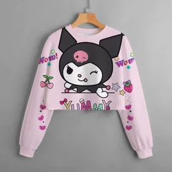 Hello Kitty Kuromi Hoodie Girls Long Sleeve Sweatshirts Children Spring Autumn 3-14 Years Old Cartoon Kids Casual Hooded Tops