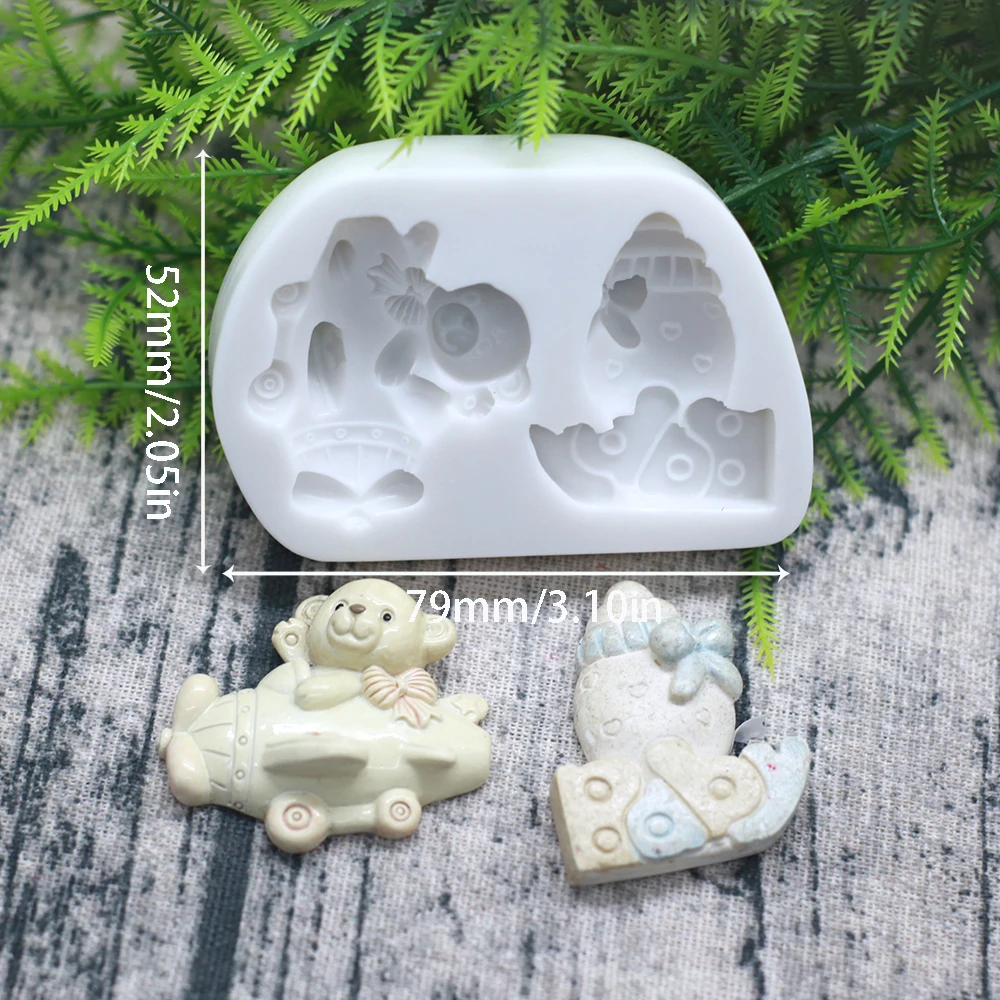 Cartoon Cute Bear Cake Mould Baby Shower Party 3D Silicone Fondant Cookie Chocolate Mold for DIY Cake Decorating Tools