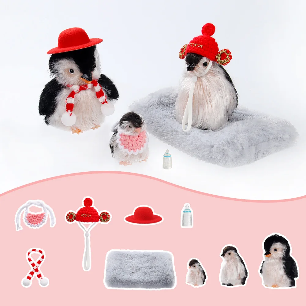 

Мини-силиконовая кукла реборн с животными, пингвин, мягкая, реалистичная, милая, семейная кукла с пингвином для новорожденных, забавный игровой домик, коллекция игрушек, подарки