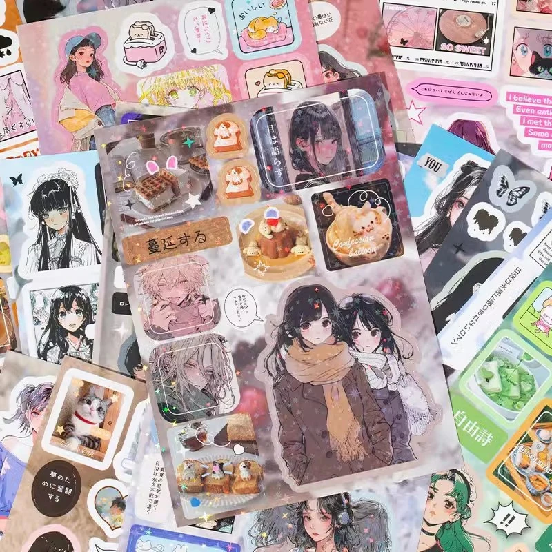 Manga Stickers, Vintage Cute Animal DIY Decals, Scrapbook Journal Decorations, Cute Stationery Handmade Gifts image 4