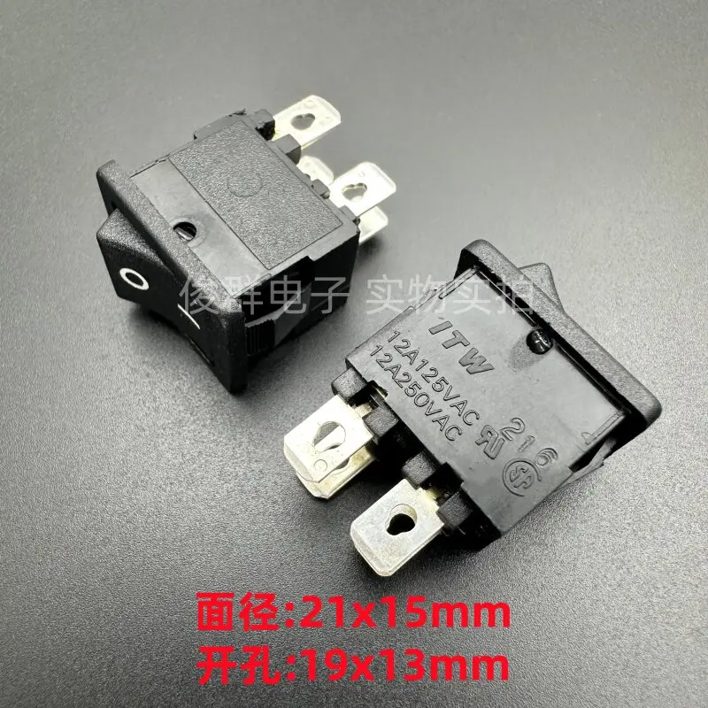 10pcs/US 216 KCD1-104 Rocker Switch Rocker Button Without Baffle 4 Pin 2 Gear 12A High Current
