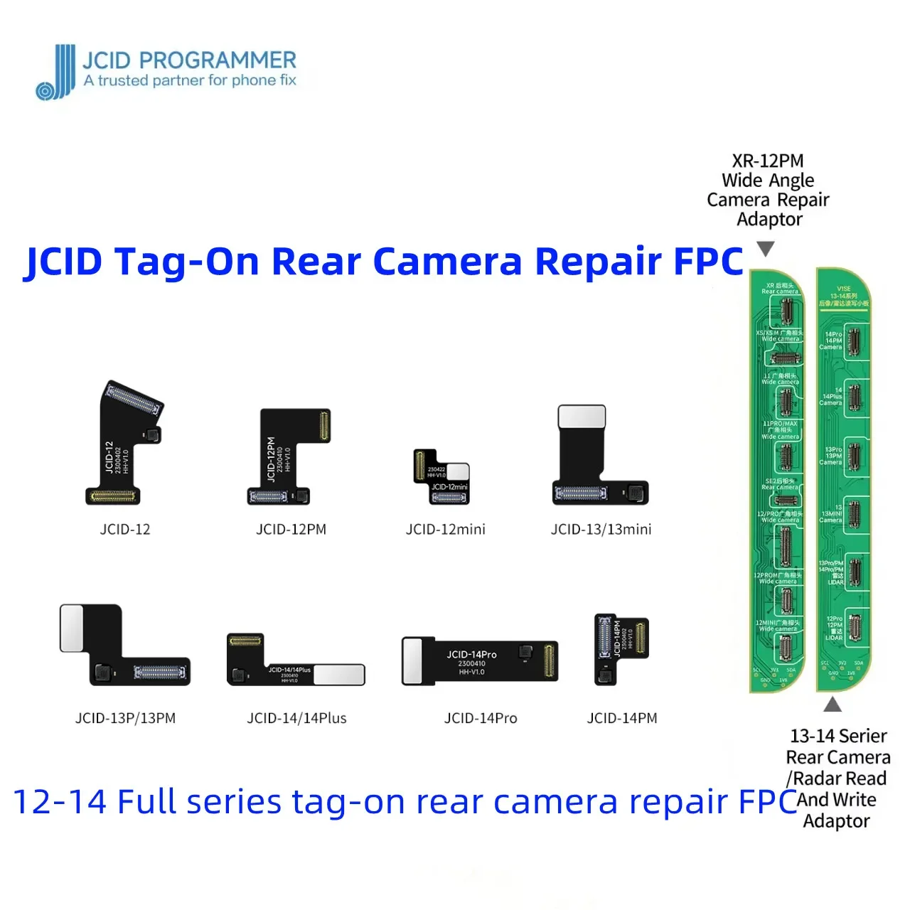 JCID Tag-On Reparação de câmera traseira FPC Flex para iPhone 12-16Pro Max Resolve correspondência de código e problemas de janela pop-up sem solda