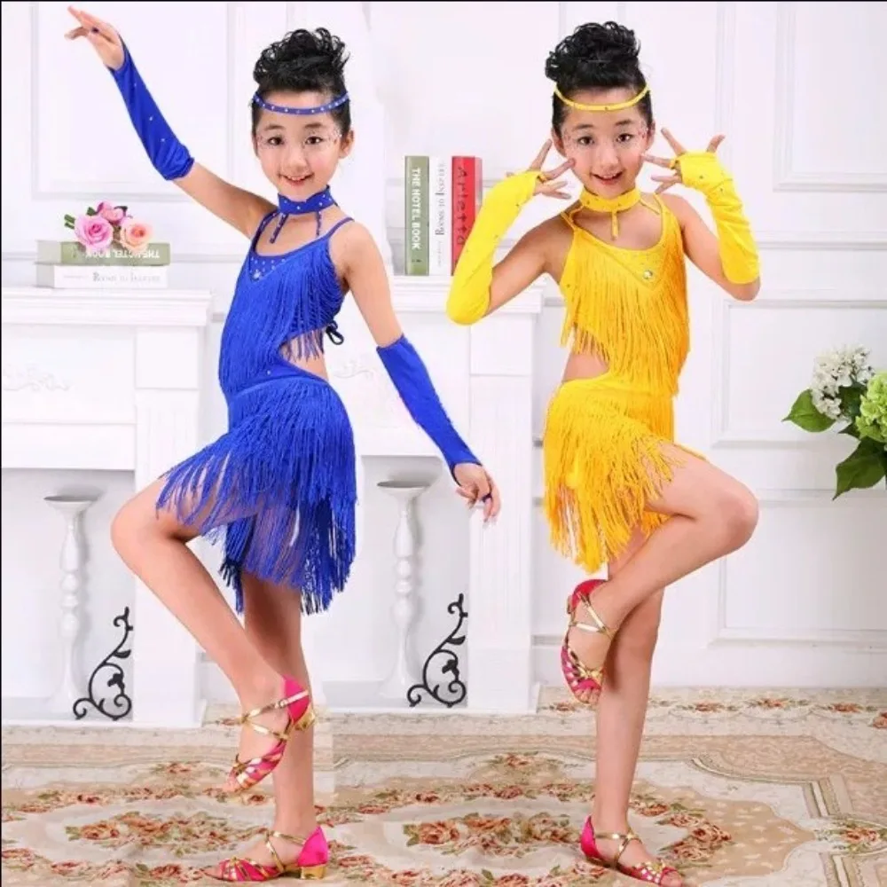 

Girl Dresses Performance Costume Kids Clothes Children's Day Dance Wear Latin Dress Samba Children Clothing Practice Uniform