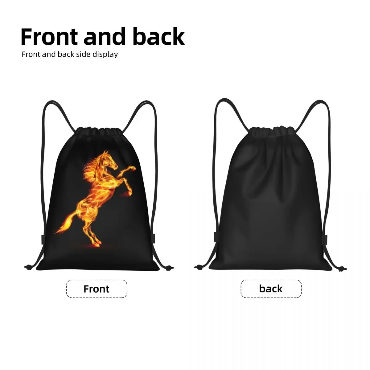 Mochila esportiva com cordão de cavalo de fogo, bolsa de ginástica para mulheres e homens, mochila de treinamento de arte animal abstrata