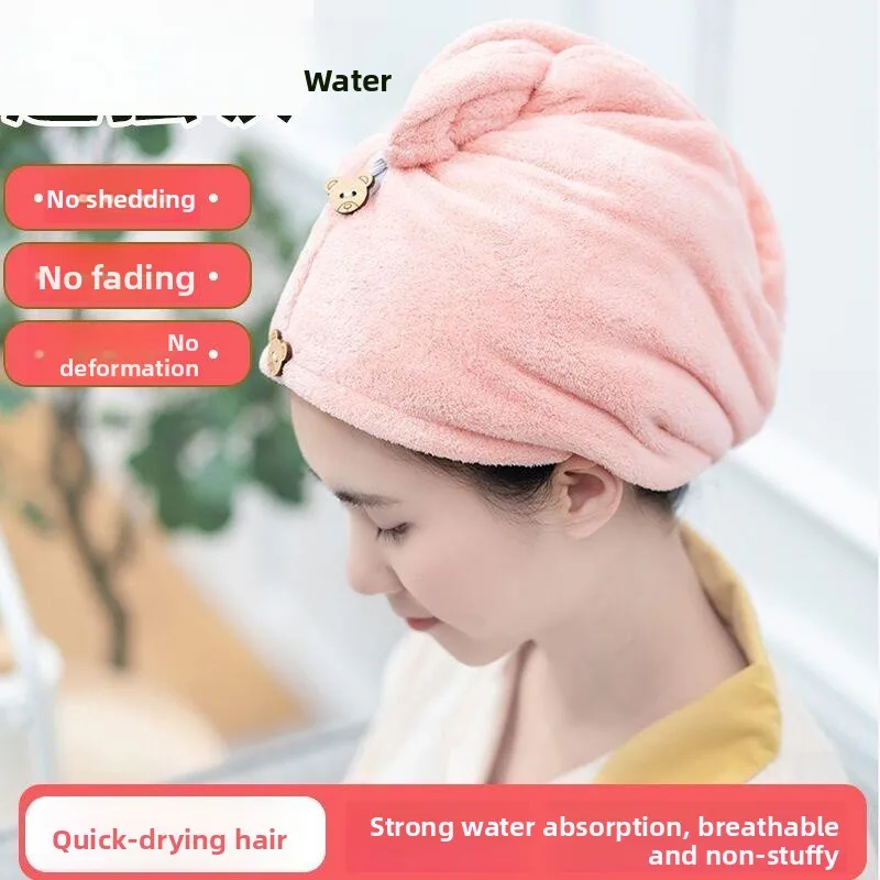 

Утолщенная женская шапочка-полотенце для волос, супервпитывающая, быстросохнущая, для душа, новый стиль, розовая, с сердечками, для девочек