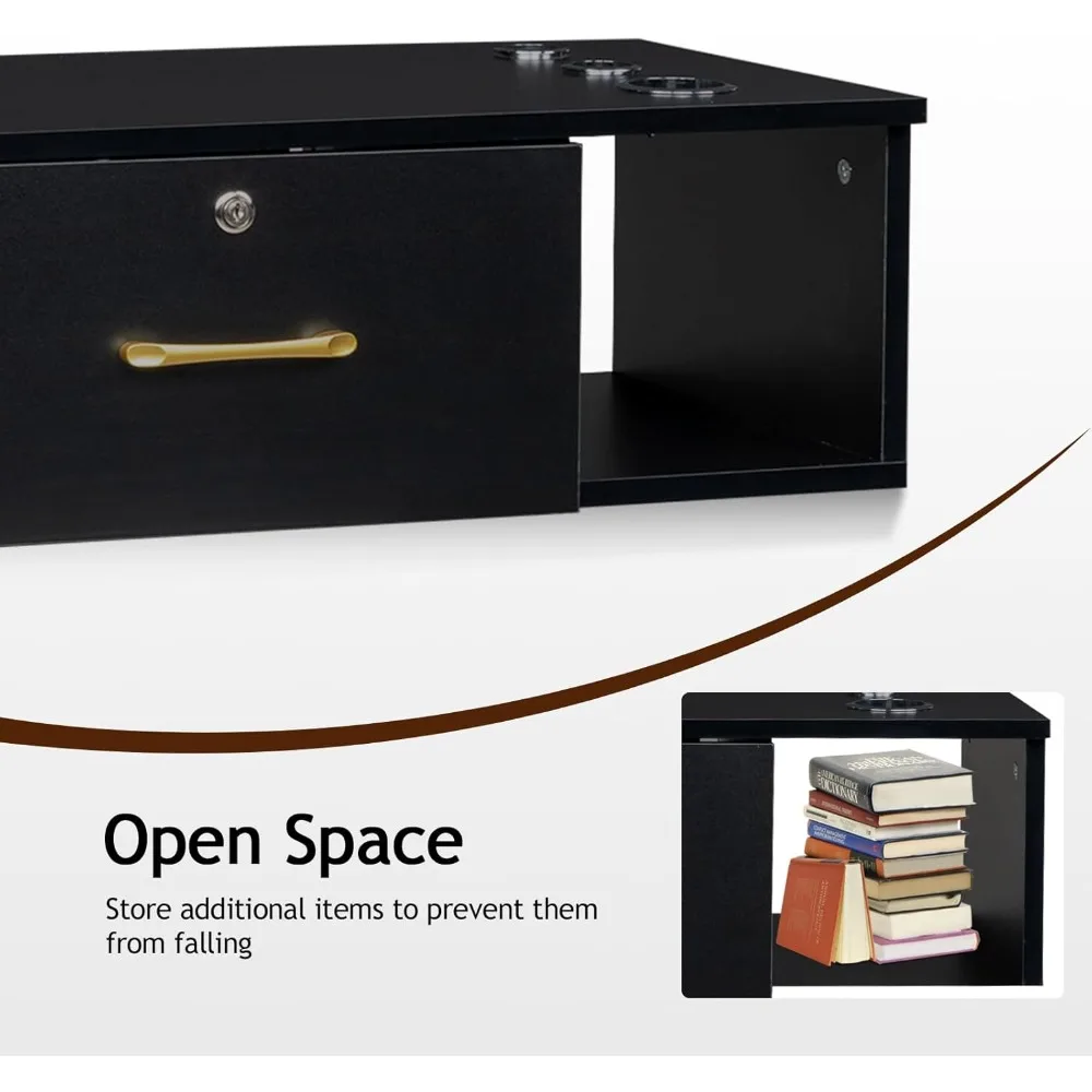 Estação de barbeiro de estilo de montagem na parede para cabeleireiro, equipamento de spa de salão de beleza, estação de armário de salão com gaveta de armazenamento bloqueada