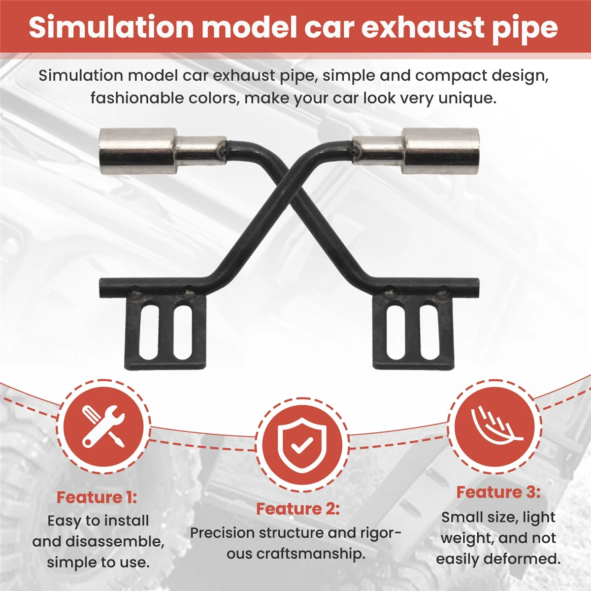 RIRI 1 زوج المعادن محاكاة العادم الأنابيب الغاز تنفيس ل Traxxas Trx4 المدافع فورد برونكو SCX10 Rc قطع غيار السيارات مشعب العادم