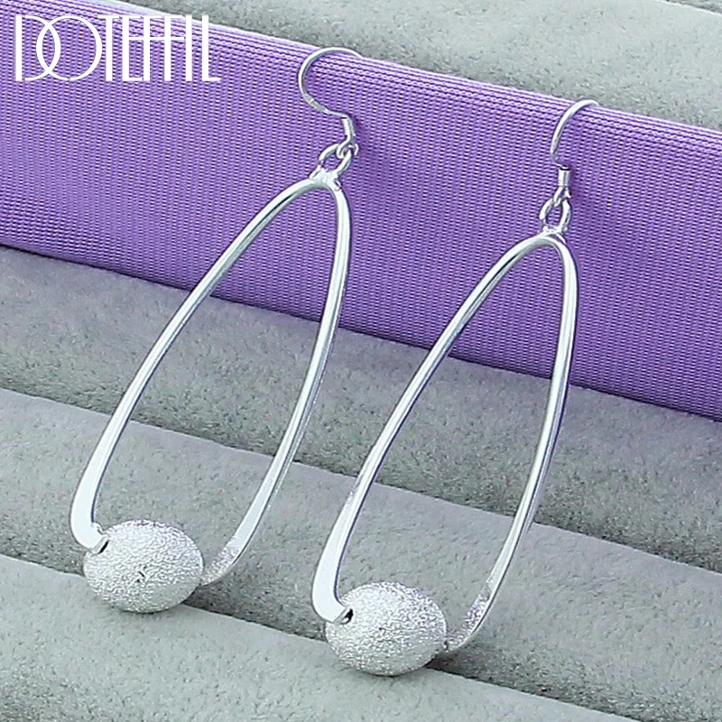 

DOTEFFIL 925 Sterling Silver Frosted Bead Circle Ball Earrings Woman Fashion Wedding Engagement Party Jewelry