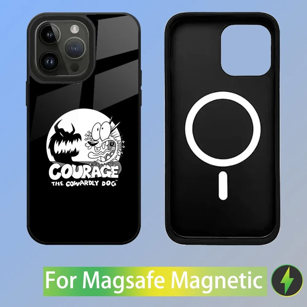 Cartoon C-Courages Cowardlys Dog Phone Case For iPhone 15,14,13,12,11,Plus,Pro,Max Mini Magsafe Magnetic Wireless Charging