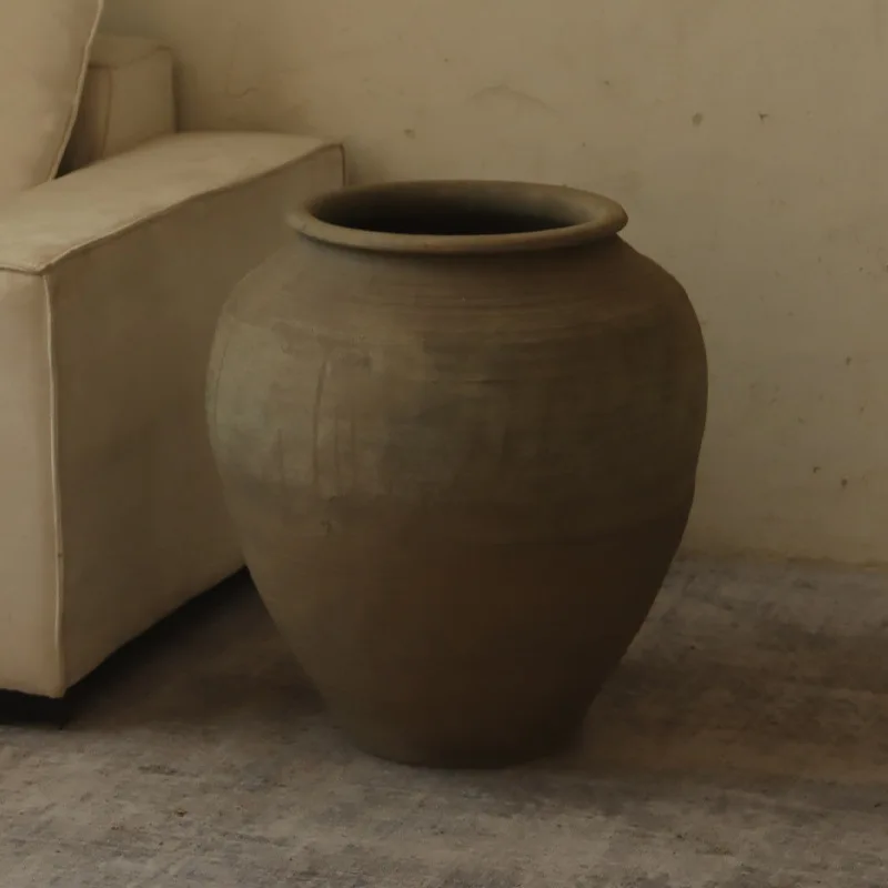Spot landing clay pot landscaping decoration ornaments vintage living room antique stoneware flower ware oversized vase wholesal