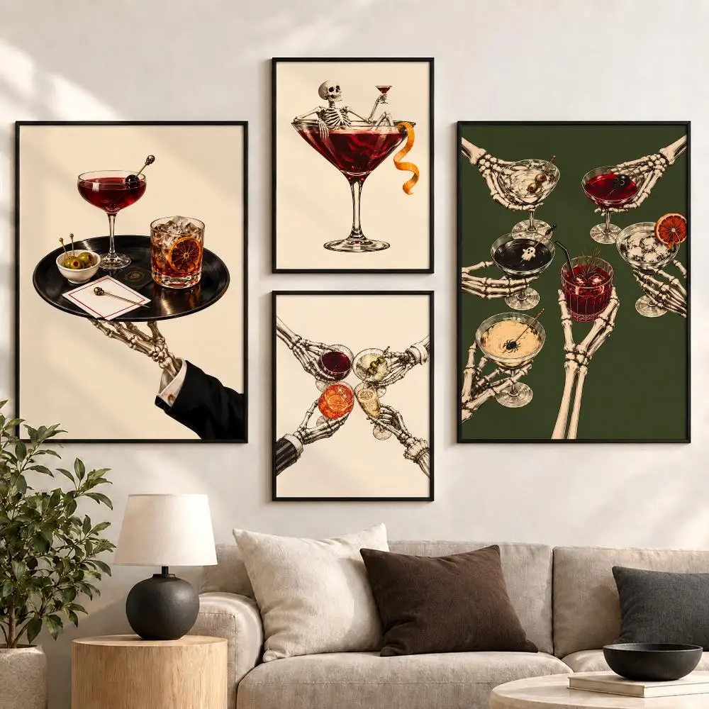 Halloween Skeleton Server Creepy Halloween Retro 80s Poster Aesthetic Art Print for Bedroom & Living Room Decor, Unframed