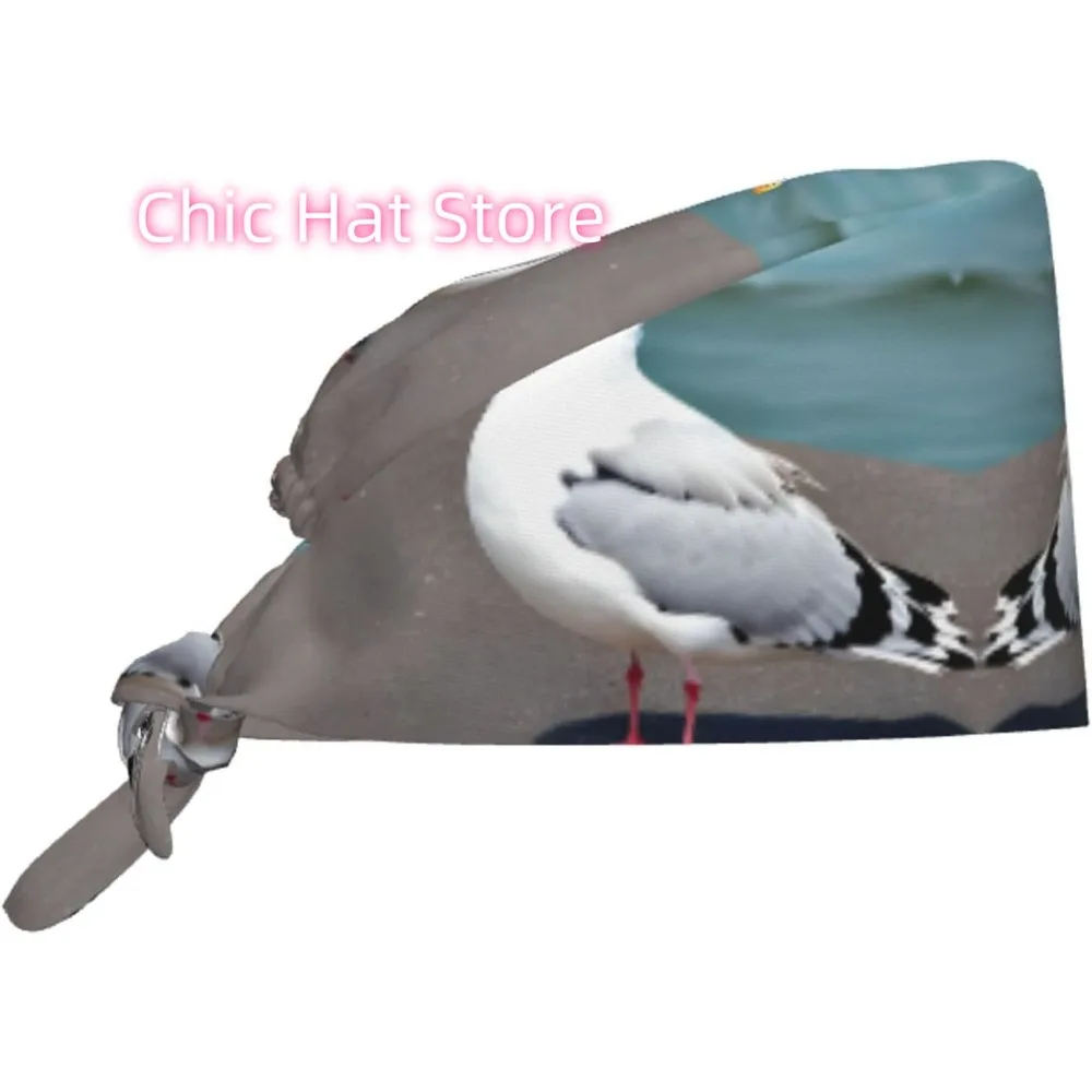 

Cleaning Working Cap Cute Seagull Prints Chef Hat for Women & Men, Adjustable, Breathable Black