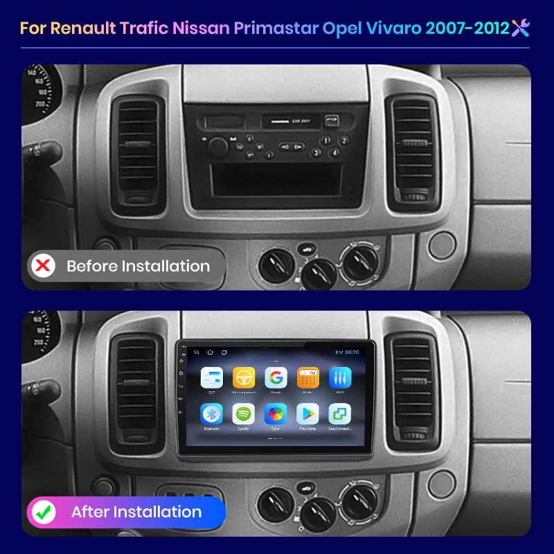 Junsun Android 13 Wireless CarPlay for Android Auto Car Radio For Renault Trafic Vivaro 2006-2010 GPS IPS 2din Autoradio