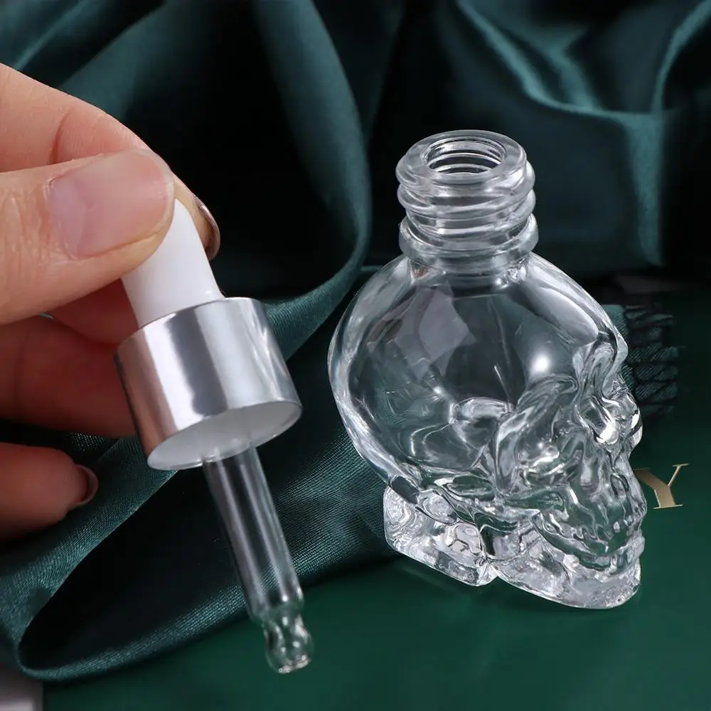 30ml 15ml skull shape glass dropper bottle for e-juice head glass liquid dropper