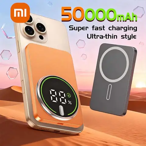 Xiaomi 50000mAh Certificazione 3C Sottile Power Bank Display batteria portatile a ricarica rapida wireless ultra magnetica per MagSafe