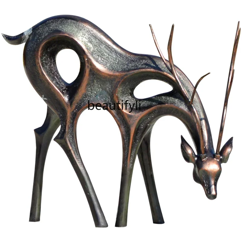 

Large fiberglass deer sculpture kindergarten school sales department garden lawn floor abstract animal ornament decoration